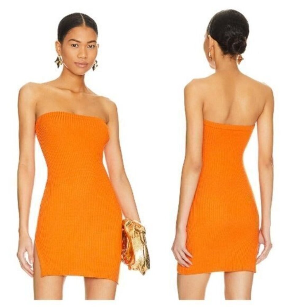 H:ours Victoria Strapless Dress - Orange
